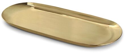 Rvs Ovale Lade 23X9.5x1cm Multi-color Metalen Dienblad Voor Voedsel Aromatherapie Kaars Tool Badkamer Keuken B geborsteld messing
