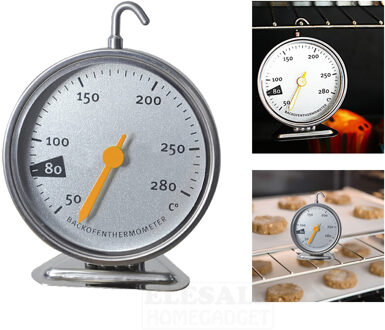 Rvs Oven Thermometer Hangen Of Staan Grote Wijzerplaat Bakken Bbq Koken Vlees Voedsel Temperatuur Meting