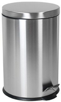 RVS prullenbak/pedaalemmer met 9 liter inhoud - Pedaalemmers Zilverkleurig