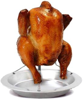 Rvs Rechtop Kip Koffiebrander Rack Plaat Non-stick Koken Gereedschap Diy Bbq Grill Stand Outdoor Barbecue Apparaten