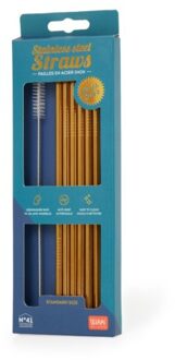 rvs rietjes, formaat 25 cm., set à 6 stuks