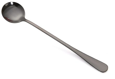 Rvs Roeren Lepel Lange Steel Lepels Bestek Theewaar Koffie Drinken Gereedschap Keuken Servies Gadget Levert zwart