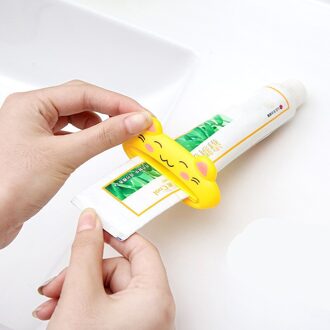 Rvs Rolling Tandpasta Knijper Tube Tandpasta Dispenser Badkamer Accessoires Set Tandenborstelhouder Magazijnstelling 1stk geel