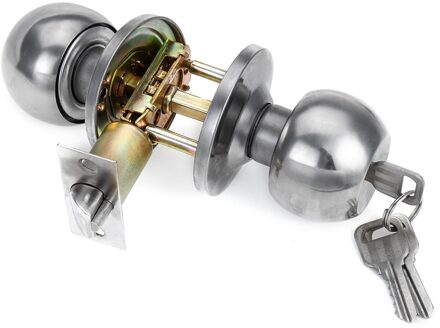 Rvs Ronde Deurknoppen Rotatie Lock Knoppen Set Handvat Met Sleutel Voor Slaapkamers Woonkamers Badkamers Dikte 24-45mm