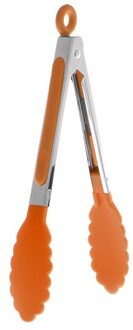 Rvs Siliconen Keuken Tang Bbq Clip Salade Brood Koken Voedsel Serveren Tang Keuken Gereedschap Oranje