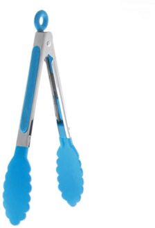 Rvs Siliconen Outdoor Bbq Clip Salade Klem Koken Voedsel Tong Keuken Tool Blauw