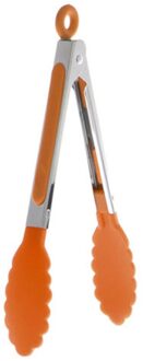 Rvs Siliconen Outdoor Bbq Clip Salade Klem Koken Voedsel Tong Keuken Tool Oranje