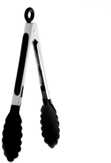 Rvs Siliconen Outdoor Bbq Clip Salade Klem Koken Voedsel Tong Keuken Tool zwart