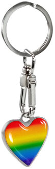 RVS sleutelhanger - 'Heart' Regenboog AV234351