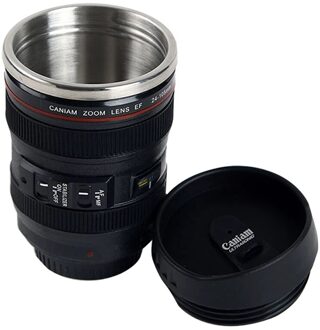 Rvs Slr Camera EF24-105mm Koffie Lens Mok 1:1 Schaal Caniam Koffie Mok zwart