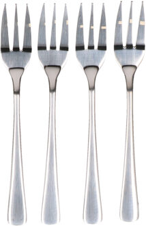 RVS taartvorkjes/gebakvorkjes - set van 4x - zilver - 15 cm - RVS