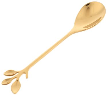 Rvs Takken Blad Patroon Koffie Thee Lepel Servies Bestek Fruit Dessert Vork Roer Lepel Diner Gebruiksvoorwerpen, 12Cm gouden