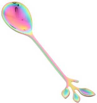 Rvs Takken Blad Patroon Koffie Thee Lepel Servies Bestek Fruit Dessert Vork Roer Lepel Diner Gebruiksvoorwerpen, 12Cm Magic kleur