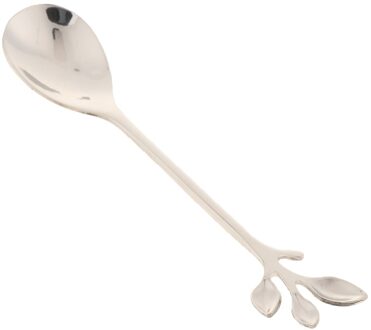 Rvs Takken Blad Patroon Koffie Thee Lepel Servies Bestek Fruit Dessert Vork Roer Lepel Diner Gebruiksvoorwerpen, 12Cm Sliver