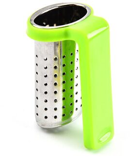 Rvs Thee Zetgroep Mini Losse Blad Thee Diffuser Zeef Herbal Spice Filter Drinkware Thee Accessoire Met Handvat Hanger fluorescerende groen