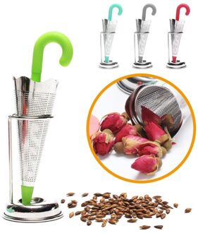 Rvs Thee Zetgroep Paraplu Vorm Siliconen Herbal Spice Filter Zeef Houder Willekeurige Kleur