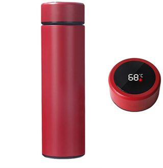 Rvs Thermos Met Led Temperatuur Display Voor Koude En Warme Dranken Rood