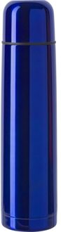 RVS thermosfles - isoleerkan - 1 liter inhoud - blauw - Thermoskan / warmhoudkan