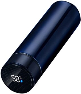 Rvs Thermosfles Voor Thee Smart Thermoskan Lcd-scherm Temperatuur Ketel Tumbler Reizen Waterbottle #35 Blauw