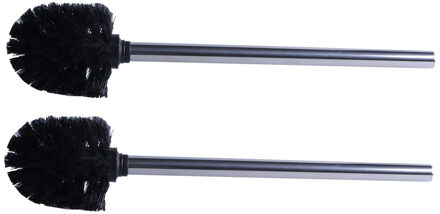 RVS toiletborstel/wcborstel zwart - Set van 2x stuks - 34 cm - Roestvast staal