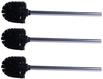 RVS toiletborstel/wcborstel zwart - Set van 3x stuks - 34 cm - Roestvast staal
