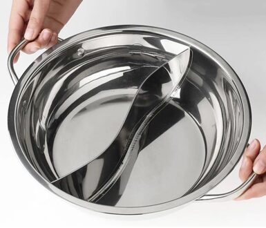Rvs Twin Verdeeld Dubbele Pot Hotpot Fornuis Gasfornuis Compatibel Pot Huis Keuken Kookgerei Soep Koken Pot 30cm
