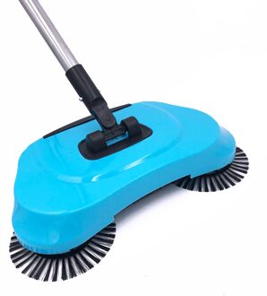 Rvs Veegmachine Push Type Hand Push Magische Bezem Stoffer Handvat Huishouden Cleaning Pakket Hand Push Veegmachine Mop Blauw