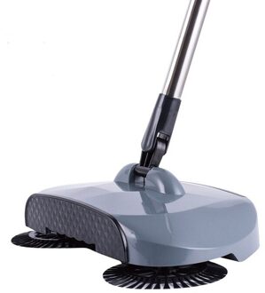 Rvs Veegmachine Push Type Hand Push Magische Bezem Stoffer Handvat Huishouden Cleaning Pakket Hand Push Veegmachine Mop licht grijs