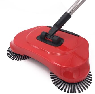 Rvs Veegmachine Push Type Hand Push Magische Bezem Stoffer Handvat Huishouden Cleaning Pakket Hand Push Veegmachine Mop Rood