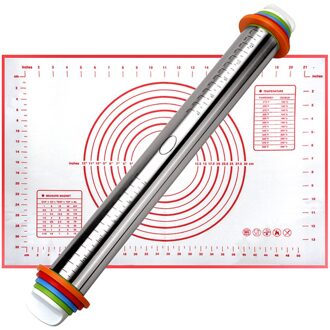 Rvs Verstelbare Deegroller Siliconen Fondant Mat Deeg Liner Pad Non-stick Gebak Cake Bakvormen Meel Keukengereedschap