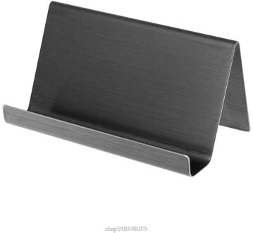 Rvs Visitekaarthouder Desktop Kaart Display Rack Organizer Voor Kantoor F24 21 geborsteld
