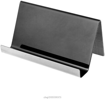 Rvs Visitekaarthouder Desktop Kaart Display Rack Organizer Voor Kantoor F24 21 Mirrored