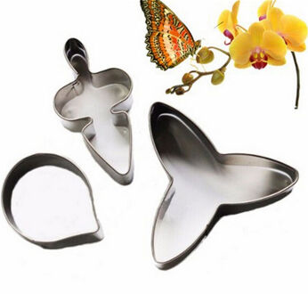 Rvs Vlinder Orchidee Bloemblaadje Cookie Cutters Biscuit Cutter Fondant Cake Decorating Gereedschap Dessert Bakvorm