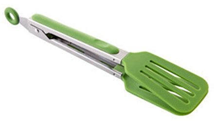 Rvs Voedseltangen Keuken Spatel Brood Salade Steak Clip Barbecue Grillen Koken Vergrendeling Bbq Non-stick Presenteren Tong groen