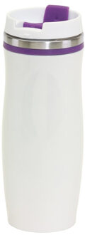 RVS Warmhoudbeker/isoleerbeker winter wit met paars 400 ml