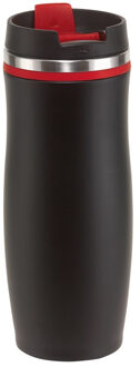 RVS Warmhoudbeker/isoleerbeker zwart met rood 400 ml
