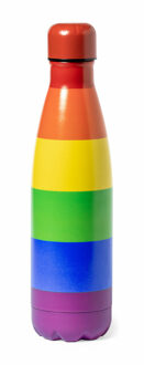 RVS waterfles/drinkfles regenboog kleuren - met schroefdop - 790 ml - Drinkflessen Multikleur