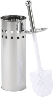 RVS wc-borstel met hoge houder - Toiletborstels Zilverkleurig