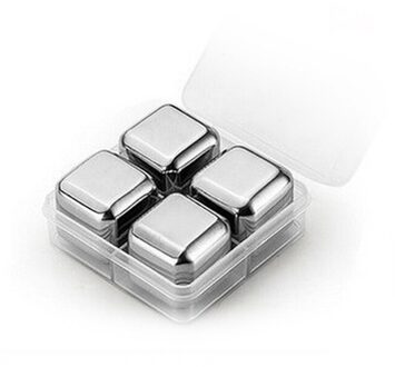 Rvs Whisky Steen Ijsblokje Set Herbruikbare Food Grade Wijn Cooling Cube Koelen Rots Houden Wijn Koud Langer Bar tool Set 4 stk