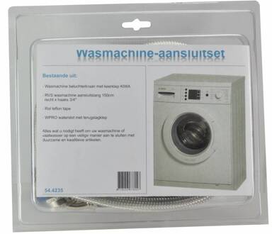 RVS Wm Aansluitset 150 cm + Kraan + Waterslot Aqua Splash
