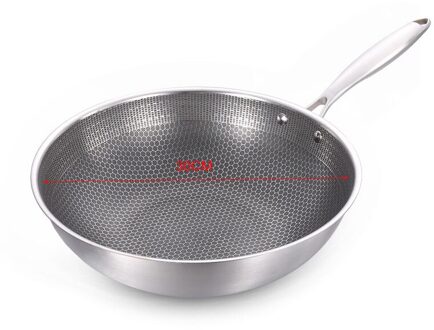 Rvs Wok Dikke Honingraat Handgemaakte Pan Non Stick Niet Roestende Gas/Inductie Kookplaat Pan Kitchen Cookware Ijzer wok Dia 30cm