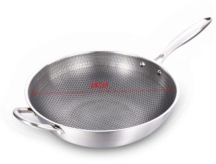 Rvs Wok Dikke Honingraat Handgemaakte Pan Non Stick Niet Roestende Gas/Inductie Kookplaat Pan Kitchen Cookware Ijzer wok Dia 34cm