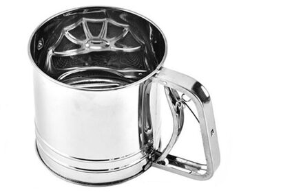 Rvs Zeefje Mechanische Bakken Poedersuiker Shaker Zeef Cup Vorm Bakvormen Bakken Gebak Gereedschap klein