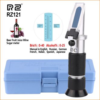Rz Refractometer Concentratie 0 ~ 40% Brix 0 ~ 25% Alcohol Specifieke Zwaartekracht Bier Fruit Wijn Hangheld Suiker Meter Auto refractometer RZ121