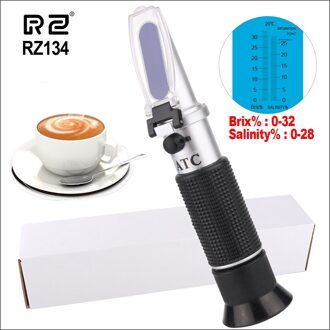 Rz Refractometer Suiker Meter Zoutgehalte Nacl Tester Draagbare Sacharimeter Brix 0-32% Zoutgehalte 0-28% Handheld Hydrometer RZ134-whitebox