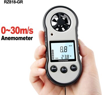RZ818 Digitale Anemometer Wind Meter Maatregelen Windsnelheid Luchtstroom Temperatuur Met Lcd Backlight Wind Meter 30 M/s RZ818-groen