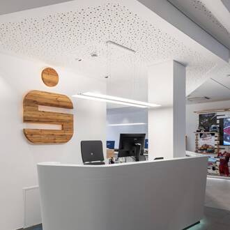 RZB Twindot S LED hanglamp DALI 120x35cm 830 mat wit (RAL 9016), helder, prismatisch