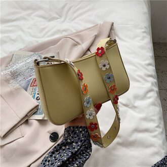 С Доставкой Bloemen Leuke Effen Kleur Kleine Pu Lederen Onderarm Schoudertassen Voor Vrouwen Zomer Eenvoudige Handtassen Portemonnees geel