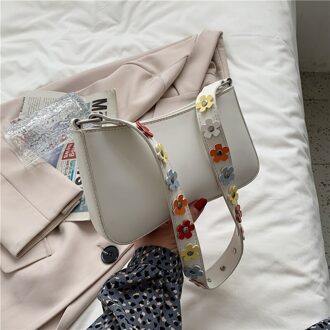 С Доставкой Bloemen Leuke Effen Kleur Kleine Pu Lederen Onderarm Schoudertassen Voor Vrouwen Zomer Eenvoudige Handtassen Portemonnees wit