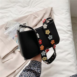 С Доставкой Bloemen Leuke Effen Kleur Kleine Pu Lederen Onderarm Schoudertassen Voor Vrouwen Zomer Eenvoudige Handtassen Portemonnees zwart